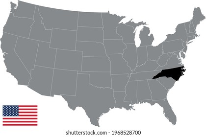vector illustration of North Carolina map with American flag
