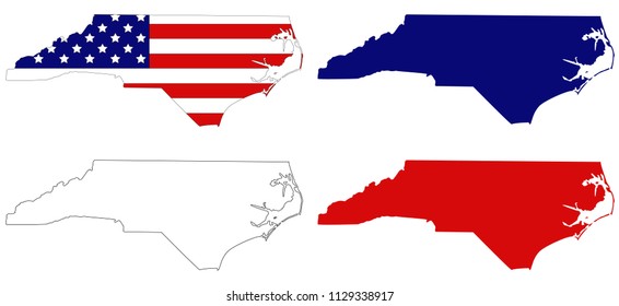 vector illustration of North Carolina maps with USA flag