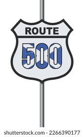 Vector illustration of the North Coast Route 500 (Scotland) road sign on metallic post