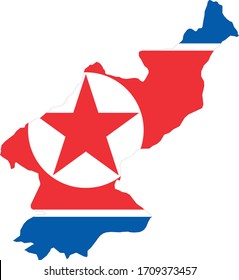 vector illustration of North Korea map with flag
