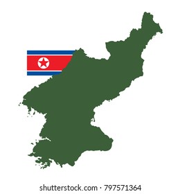 vector illustration of North Korea map and flag