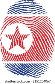 Ilustración vectorial de la bandera de Corea del Norte en forma de huella dactilar
