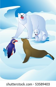 vector illustration, north pole picture, cartoon concept.