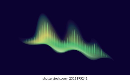 Vector illustration of northern lights in green color.