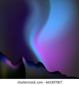 Vector illustration Northern Lights. Polar Lights. Magnetic storms. Starry sky. EPS 10