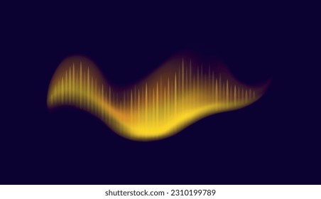 Vector illustration of northern lights in yellow.