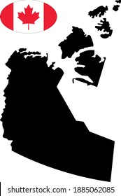 ilustración vectorial del mapa de Territorios del Noroeste con bandera canadiense