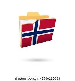 Vector illustration of Norway flag isolated in file folder on white background.