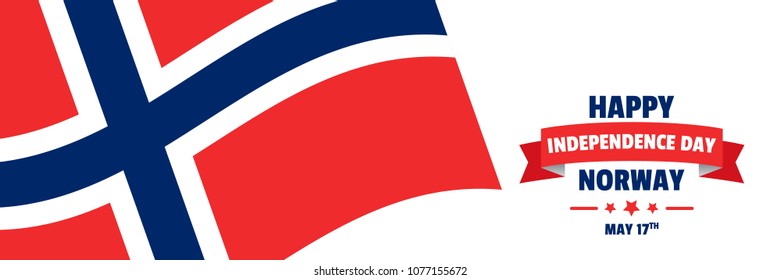 Vector illustration for Norway Independence Day celebrations with patriotic design elements and flag. Can be used for banner, poster, background, brochure, print, symbol, label, icon, ensign, and logo