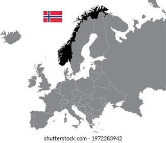 vector illustration of Norway map and flag