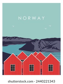 Vector illustration. Norway, poster, banner, postcard design. Modern design.