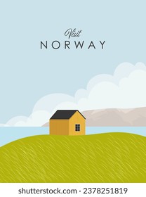 Vector illustration. Norway. Tourist poster, banner. Travel, tourism.