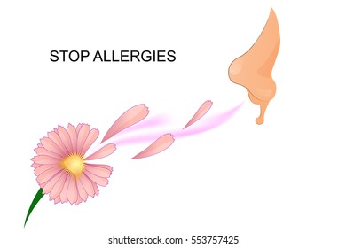 vector illustration nose, sniffing the flower. for advertising and medical publishing
