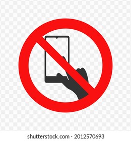 Vector Illustration Of Not Allowed To Operate Cell Phone Icon In Dark Color And Transparent Background(png)