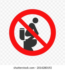 Ilustración vectorial de no permitida sentarse en el icono del inodoro en color oscuro y fondo transparente (png)