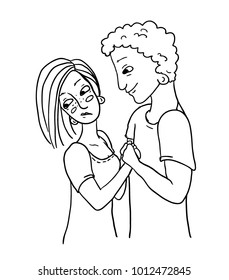 Vector illustration of a not happy couple