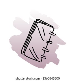 Vector illustration of note. Black line doodle on blot