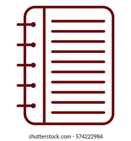 Vector Illustration of Note Book Icon in Maroon
