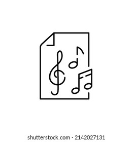 Vector illustration of a note. An object, linear representation of a musical note. Isolated picture in the doodle style. Music and sound mp3