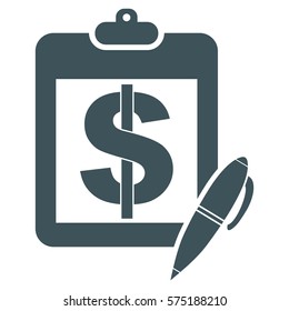 Vector Illustration of Note Pad with Dollar Symbol And Pen in Gray Icon

