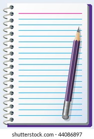 vector illustration of note pad with pencil