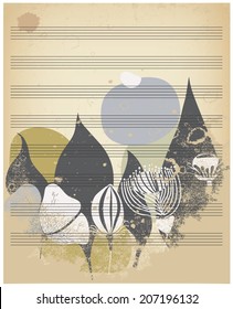 Vector illustration of a note paper, in grunge, vintage style. Can be used as invitation, postcard or scrapbook page template and other design purposes.