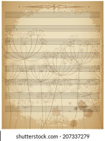 Vector illustration of a note paper, in grunge, vintage style. Can be used as invitation, postcard or scrapbook page template and other design purposes.