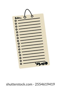 Vector illustration of a note planner with space for organizing tasks and thoughts