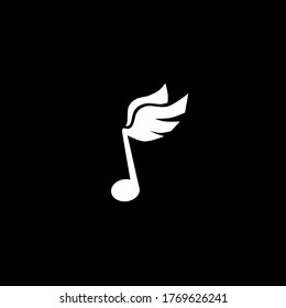 Vector illustration of note with wings icon