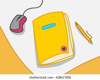 Vector illustration with notebook