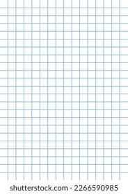 Vector illustration of notebook page with blue grid pattern on white background