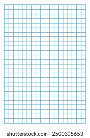 Vector illustration of notebook page with blue grid pattern on white background