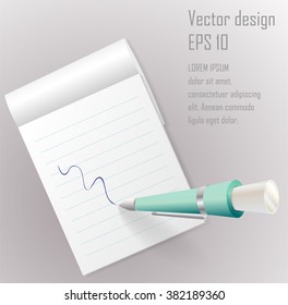 Vector illustration with notebook and a pen