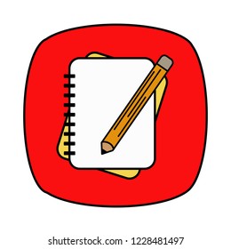 Vector illustration of notebook with pencil,