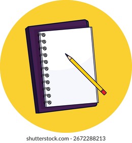 bloco de anotações de ilustração vetorial com uma capa roxa