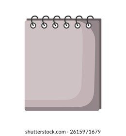 Vector illustration of a notebook, sketch book with spiral. Brown cover. Elements of drawing tools.