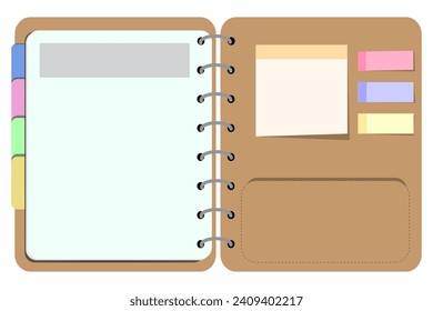 Vector illustration of a notebook's back page with copy space for presentation