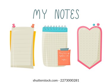 Vector illustration of notebooks for notes. Taking notes.
