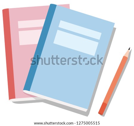 Vector illustration of notebooks and pencil.