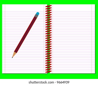 vector illustration of notepad and pencil