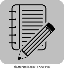 Ilustración vectorial del icono del Bloc de notas y del lápiz
