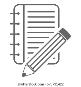 Vector Illustration of Notepad & Pencil Icon in Grey
