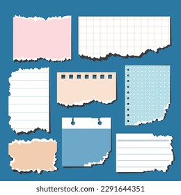 vector, illustration notes.  blank vintage papers craft for decorate planner, reminder, tables. 