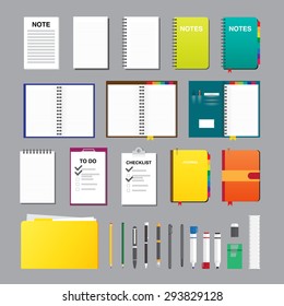 Vector illustration of notes flat design elements.