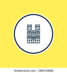 Vector illustration of notre dame icon line. Beautiful tourism element also can be used as cathedral icon element.