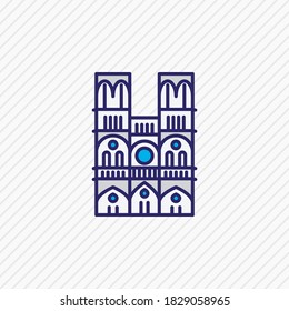 Vector illustration of notre dame icon colored line. Beautiful history element also can be used as cathedral icon element.