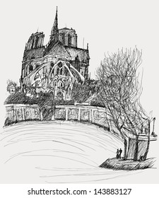 Vector illustration of Notre dame in Paris