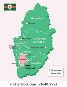 Vector Illustration Nottinghamshire Map In England