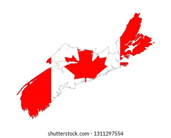 vector illustration of Nova Scotia map with Canadian flag