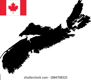 vector illustration of Nova Scotia map with Canadian flag